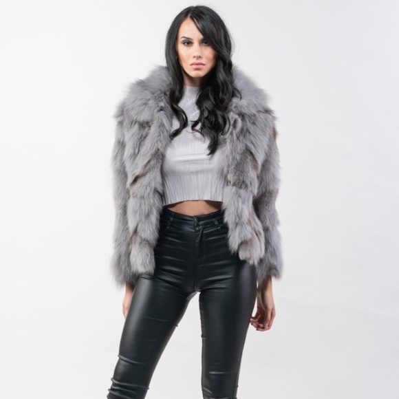 *Like New* Ash Gray Fox Fur Coat (Real fur) - Picture 1 of 5
